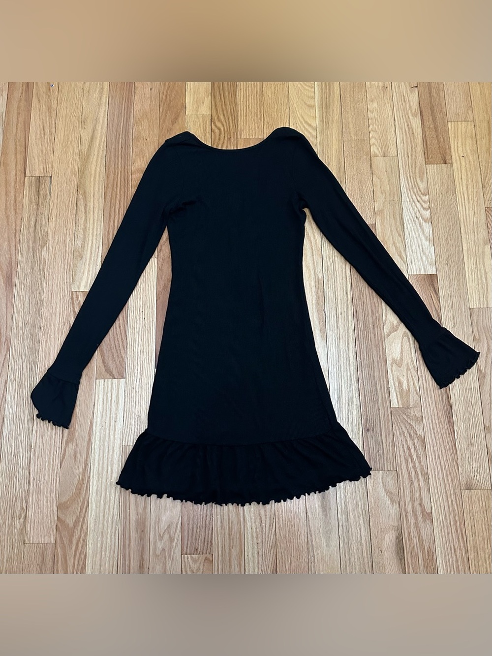 ASOS Black Long-Sleeve Mini Dress with Ruffle Hem